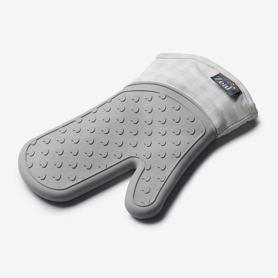 image 1 of Steam Stop™ Silicone Single Oven Glove, Gingham Grey | French Grey
