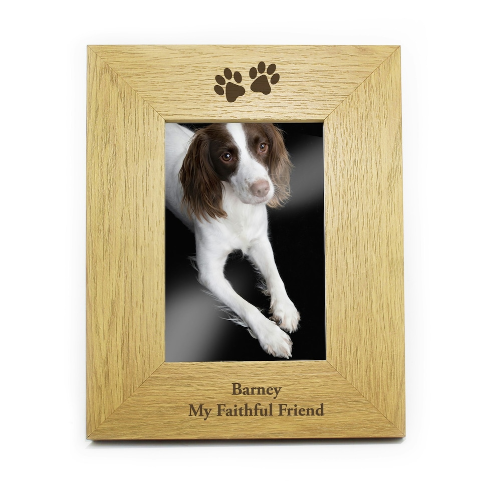 image 1 of Personalised 6x4 Pets Wooden Photo Frame Brown | One Size