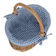 image 5 of Small Blue Lined Country Oval Wicker Shopping Basket | Blue | Navy Blue