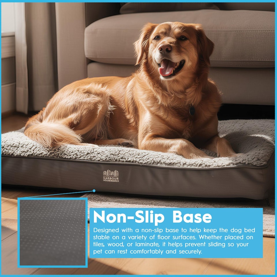 image 1 of Harbour Housewares Waterproof Dog Bed - Large - Grey