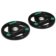 SPORTNOW Two 10kg Olympic Weight Plates for Barbell, with Tri-Grips