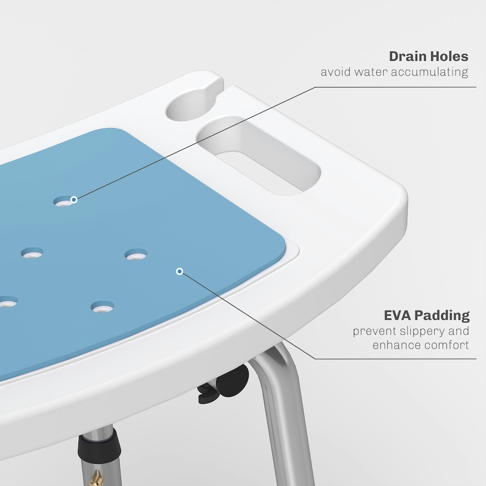 image 1 of HOMCOM Shower Stool for Elderly Disabled Adjustable Shower Stool Light Blue