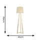 image 3 of ValueLights Lottie Natural Wood Tripod Floor Lamp with Beige Fabric Tapered Shade and LED Bulb