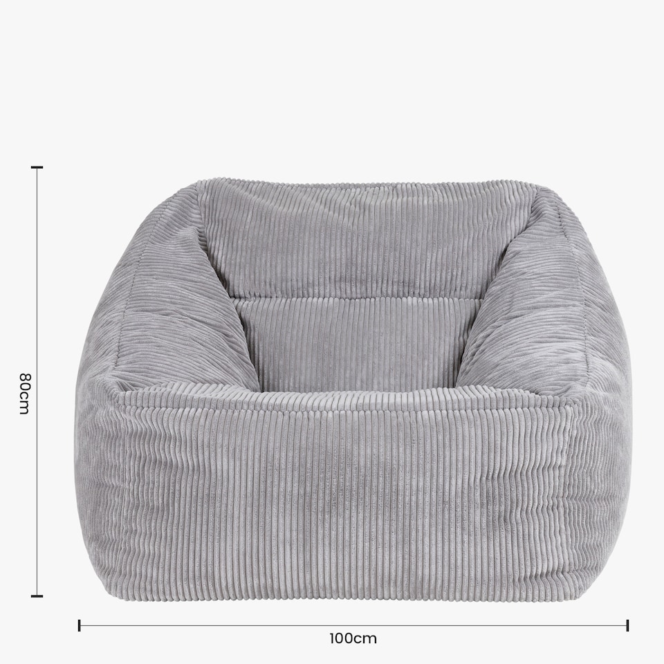 image 1 of Natalia Large Beanbag and Pouffe Set Corduroy Light Grey | Grey | Grey | XL | 2