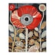 image 3 of Poppy Flower Red Gold Grey Modern Folk Art Black Framed Wall Art Print A4
