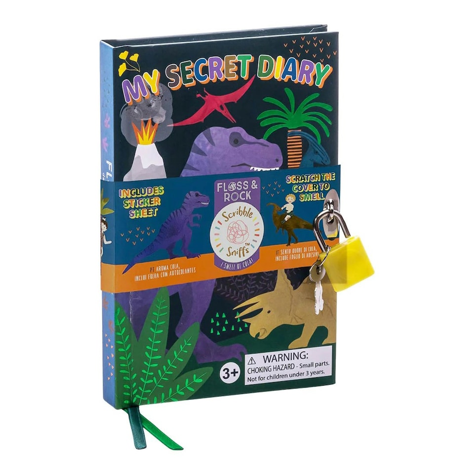 image 1 of Floss & Rock Children's Lockable Secret Diary Notebook - Dinosaur