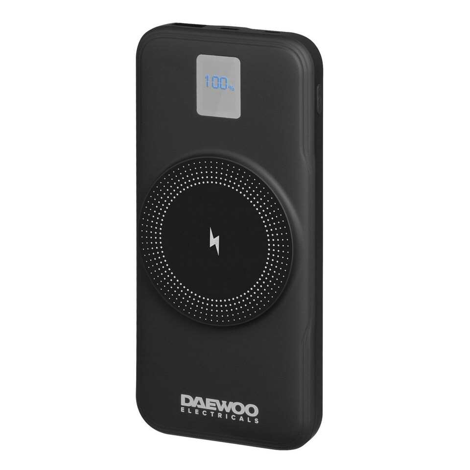 image 1 of Daewoo 4-in-1 10000mAh Power Bank Portable Fast Charger Wireless Built in Cables Black