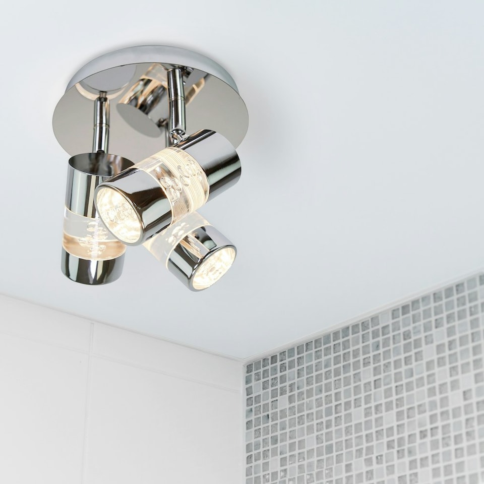 image 1 of Chrome Bathroom Spot Light with LED Bubble Acrylic Heads