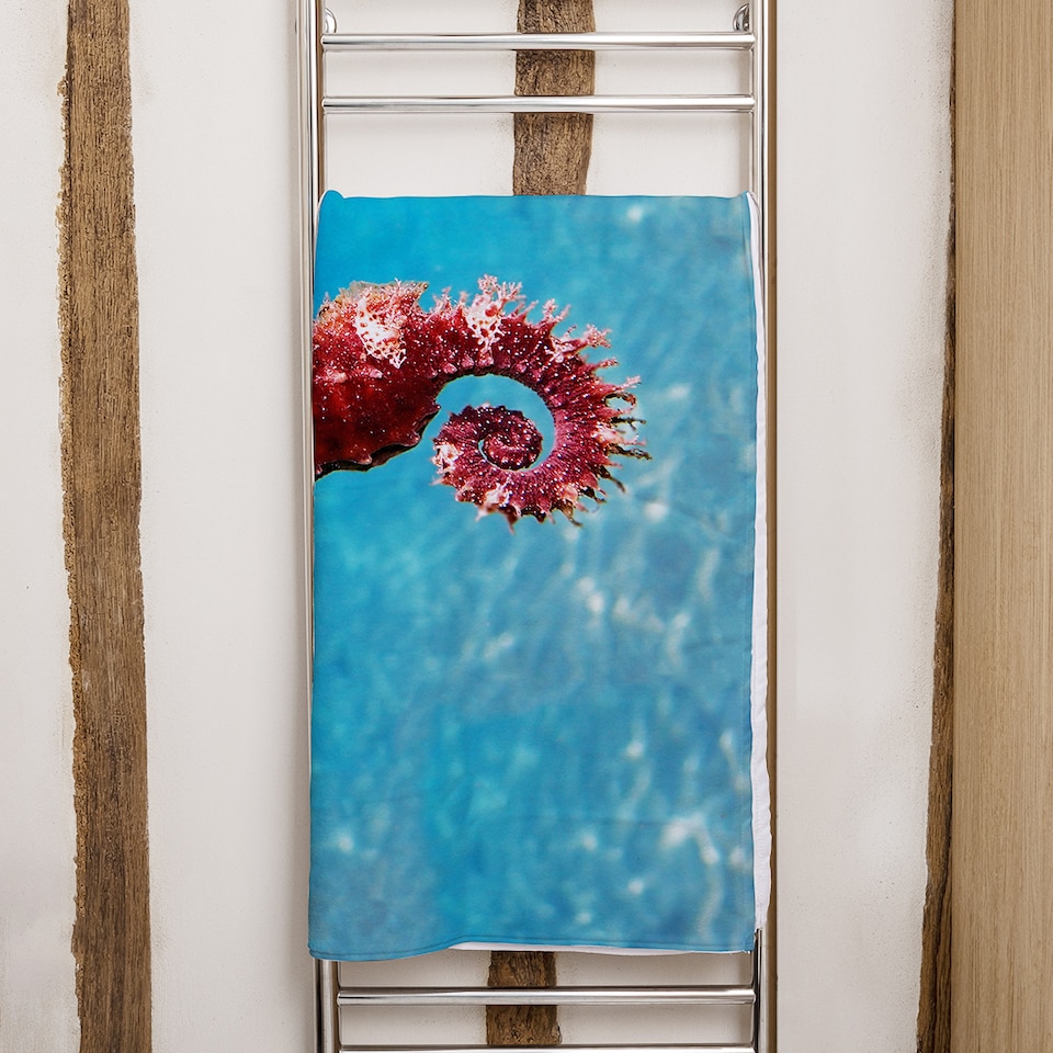 image 1 of Mediterranean Seahorse Designer Bath Towel | Multi