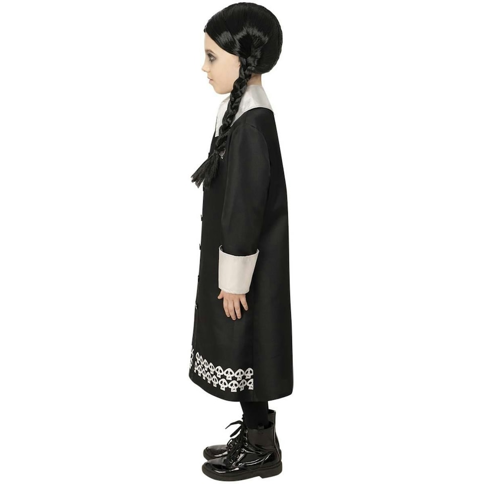 image 1 of The Addams Family Girls Wednesday Addams Costume Set - Black - 7-9 Years