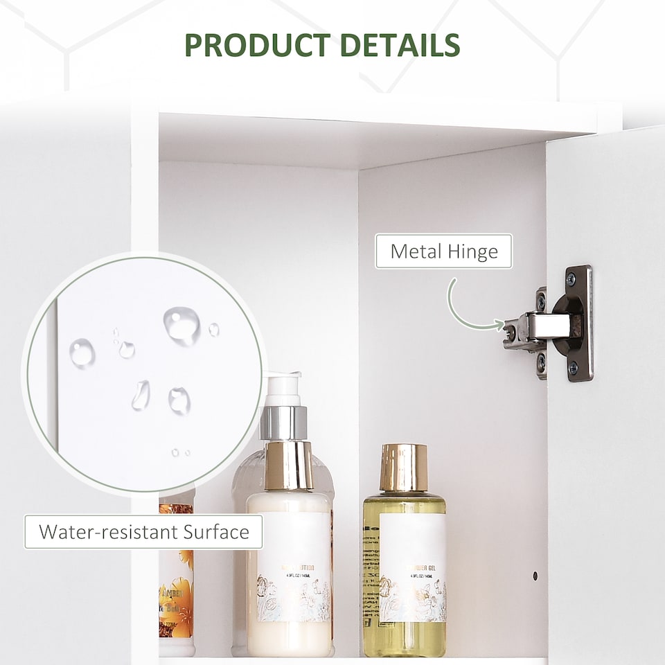 image 1 of HOMCOM Storage Cabinet For Bathroom Bedroom Freestanding w/Door Cupboard&Shelves