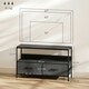 image 7 of HOMCOM TV Cabinet, TV Console Unit with 2 Foldable Linen Drawers Black
