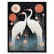 image 1 of Japanese Cranes Oil Floral Pink White Birds Black Framed Wall Art Print A4