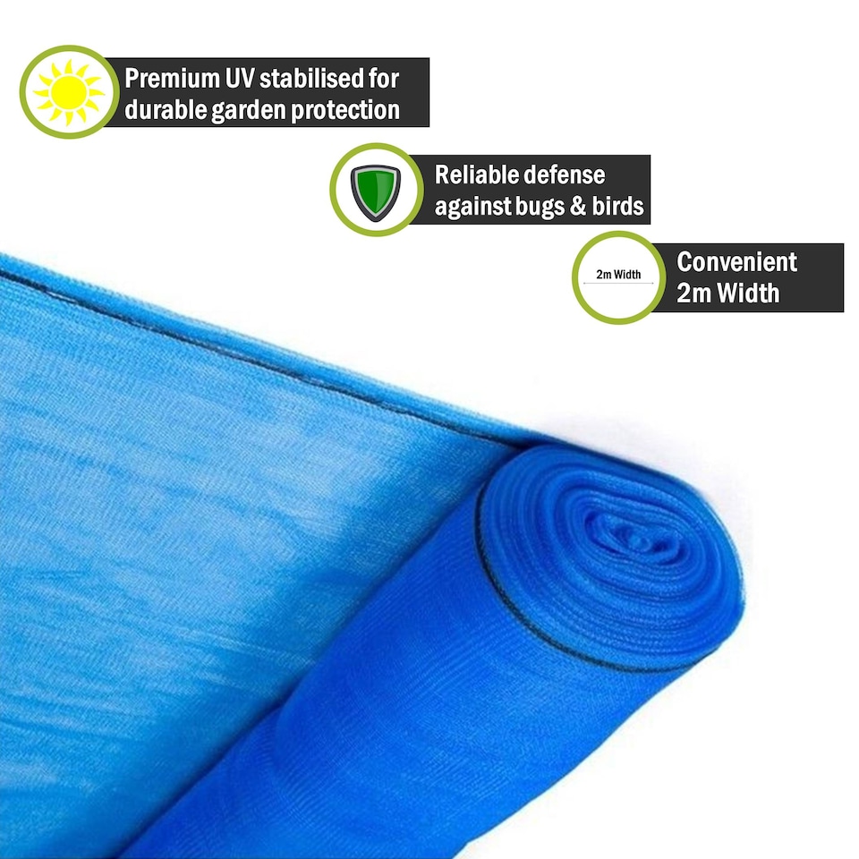 image 1 of Pegdev Blue Heavy Duty Plants & Crops Netting 2m x 27m UV Stabilised Mesh