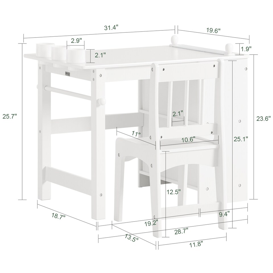 image 1 of SoBuy KMB60-W,Toddler Activity Table and Chair Set with Storage for Playroom | White | White