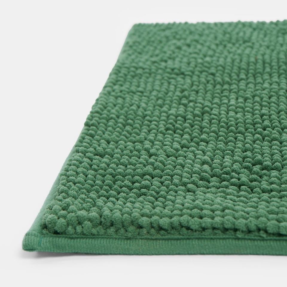 image 1 of OHS Soft Microfibre Non-Slip Absorbent Noodle Chenille Bath Runner Mat Green | Olive Green | 45 x 75cm