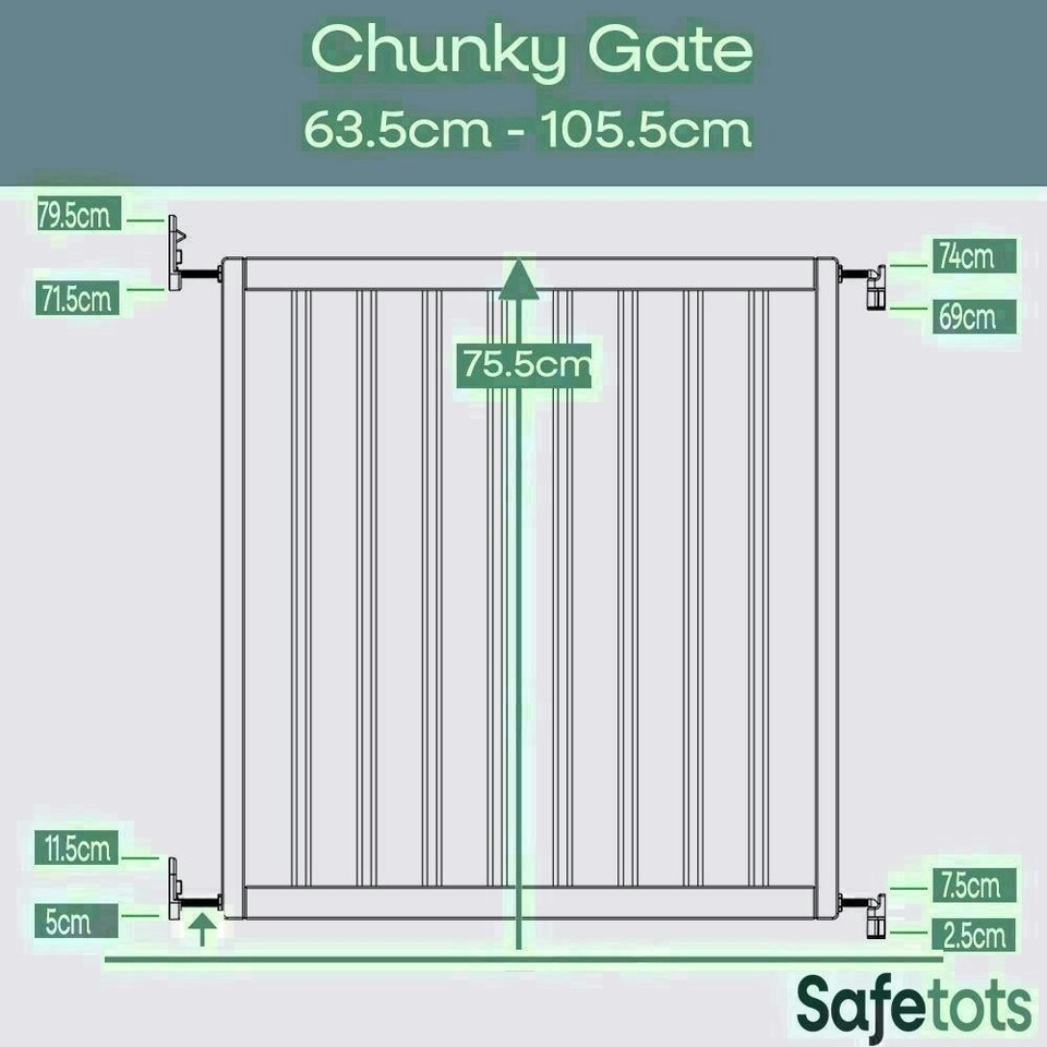 image 1 of Bettacare Chunky Wooden Screw Fit Dog Gate, 63.5cm - 105.5cm, Grey, Wooden Dog Gate Gate, Screw Fit Pet Stair Gate, Puppy Gate