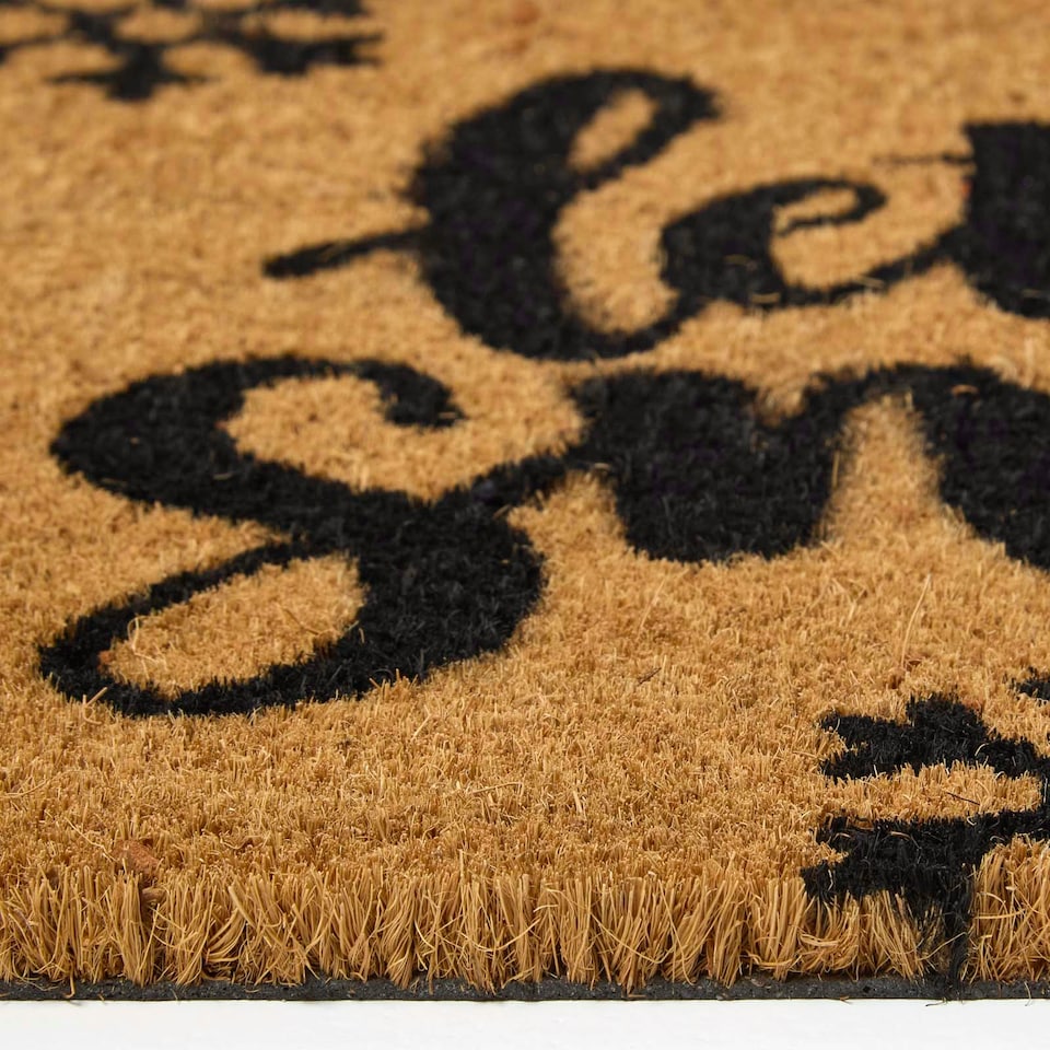 image 1 of Homescapes Coir Doormat Christmas 'Let It Snow', Natural - 40 x 60 cm