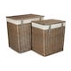 image 3 of Set of 2 Boutique Antique Wash Storage Laundry Wicker Basket | Brown | Brown