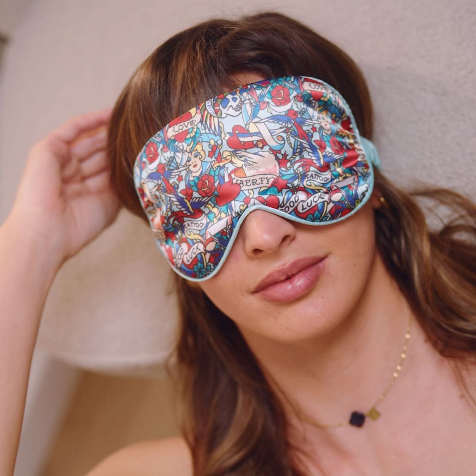 image 1 of SMUG Satin Sleep Mask - Tattoo Print