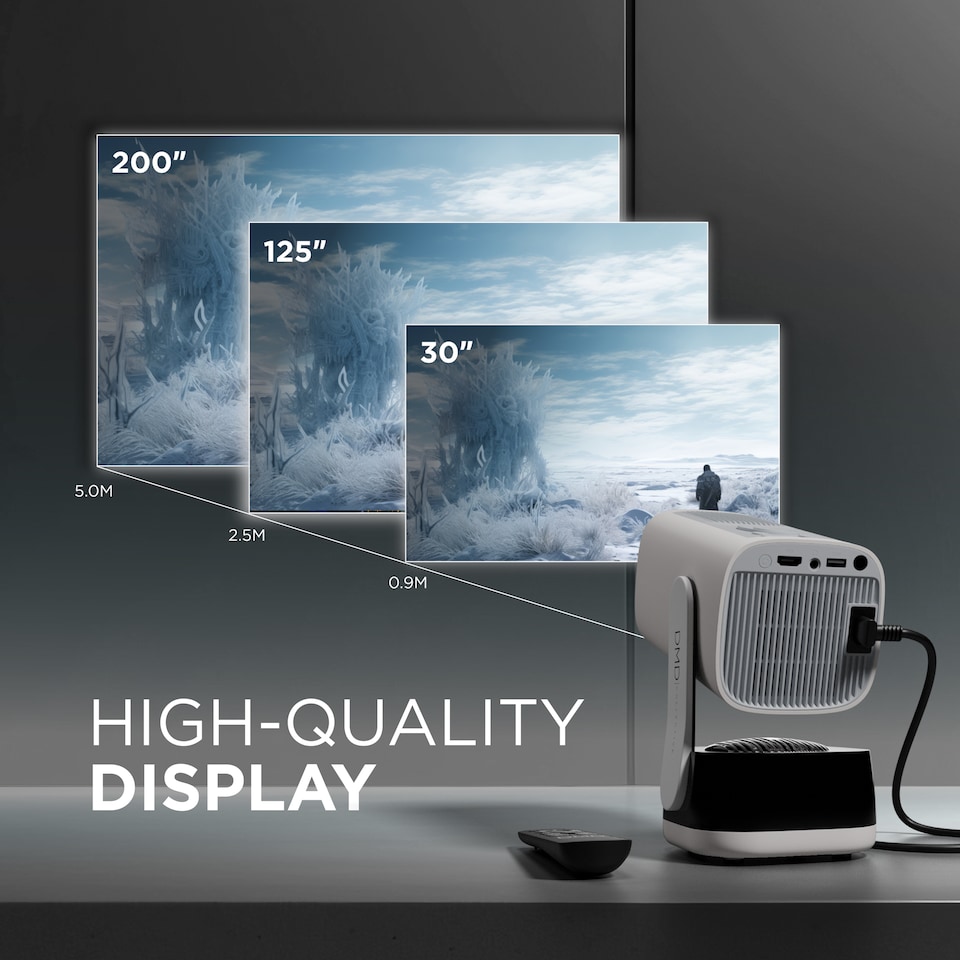 image 1 of DMD Projector, 18000 Lumen Smart FHD 1080P Portable Projector 4K Support