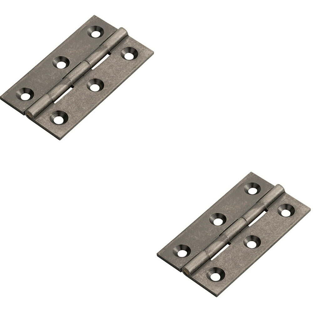 Loops 2x PAIR 64 x 35 x 2mm Cabinet Hinge Pewter Metal Small Cupboard Door