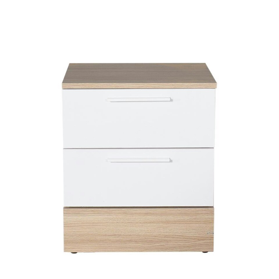 image 1 of Adore Teen White & Oak 2 Drawer Bedside Table Nightstand