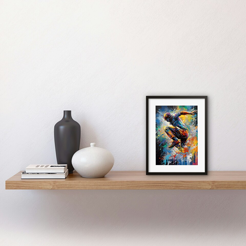 image 1 of Parkour Portrait Jump Action Shot 9x7" Black Framed Wall Art Print