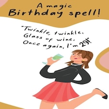 Face Ache Birthday Card for Her, "A Magic Birthday Spell!" Female Birthday Card, Funny Birthday Card for her