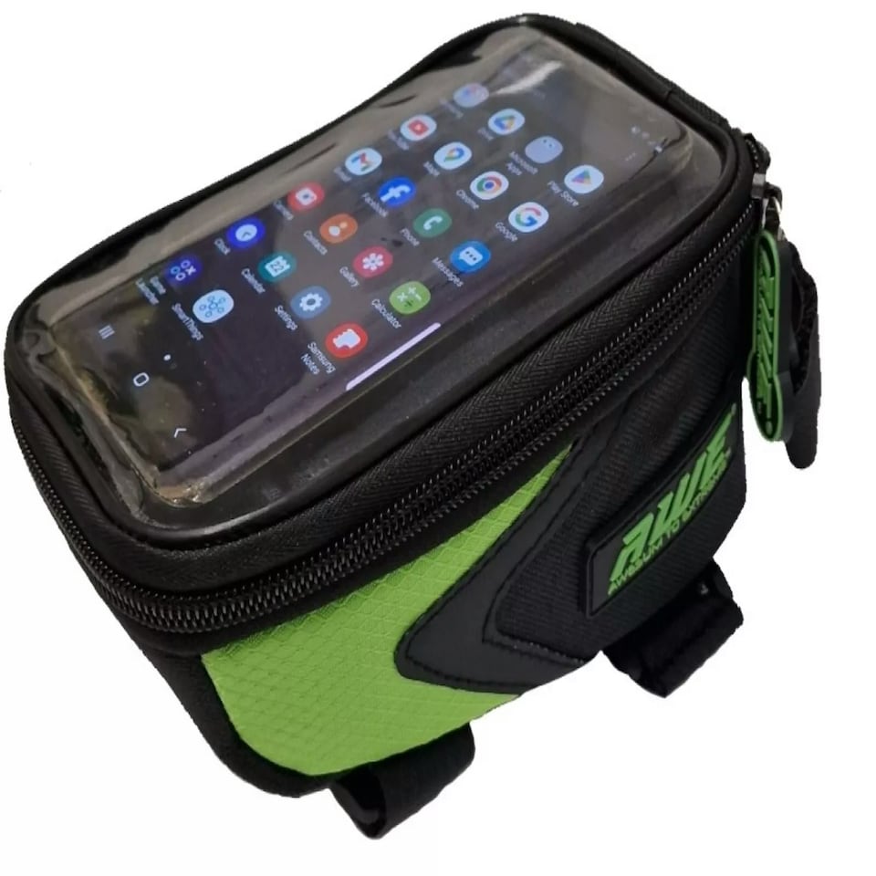 image 1 of AWE Bike Top Tube Smartphone Touchscreen Case/Bag Black/Green