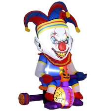 Outsunny 4ft Blow Up Outdoor Halloween Decoration, Clown on Bicycle