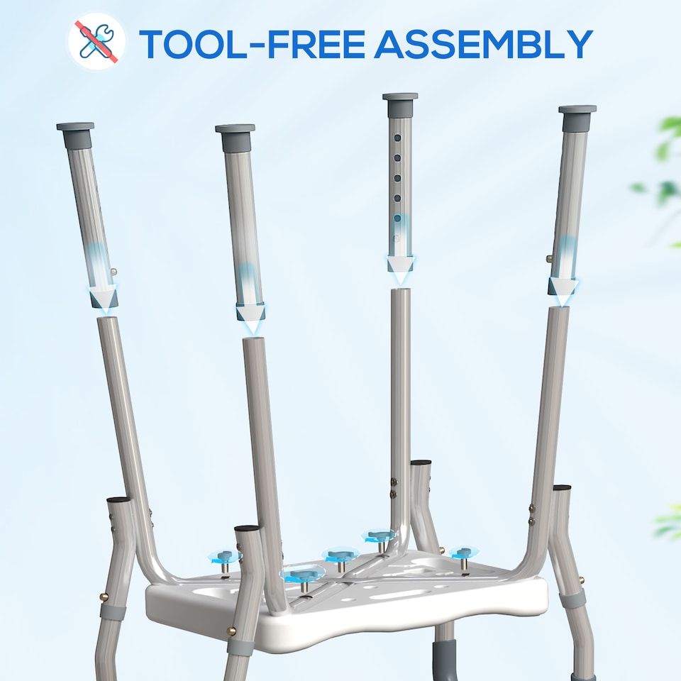 image 1 of HOMCOM Rust-Free Aluminium Bath Chair with Adjustable Height, Grey