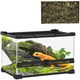 image 1 of PawHut 10L Glass Terrarium, Reptile Vivarium with Stone Background, Black