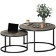 image 1 of HOMCOM 2 Pcs Stacking Coffee Table Set Steel Frame Marble-Effect Top Foot Pads | Grey | 78.5x78.5x46.5