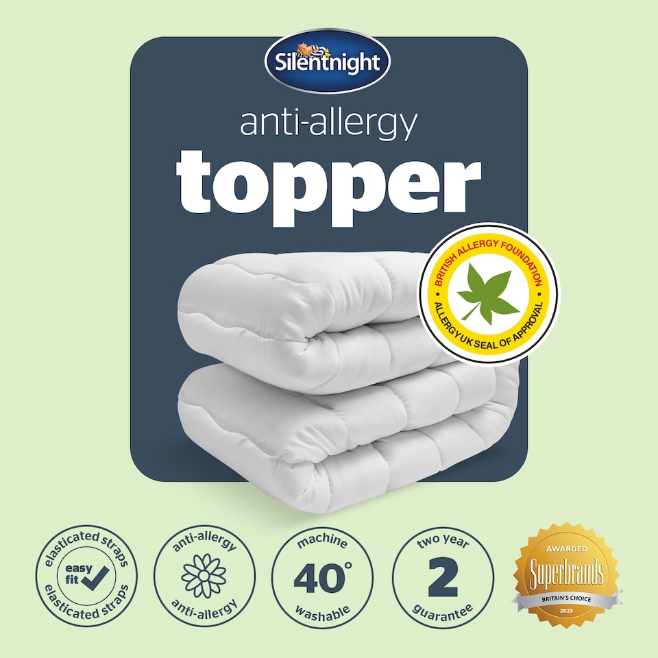 image 1 of Silentnight Premium Anti-allergy Mattress Topper | White | 1