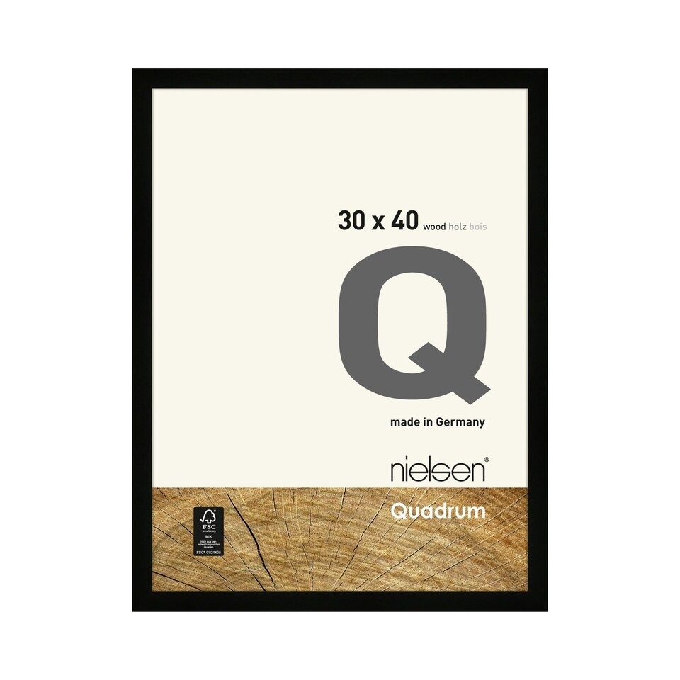 image 1 of Nielsen Quadrum Wooden Picture Frame - Real Glass - Black - 30cm x 40cm