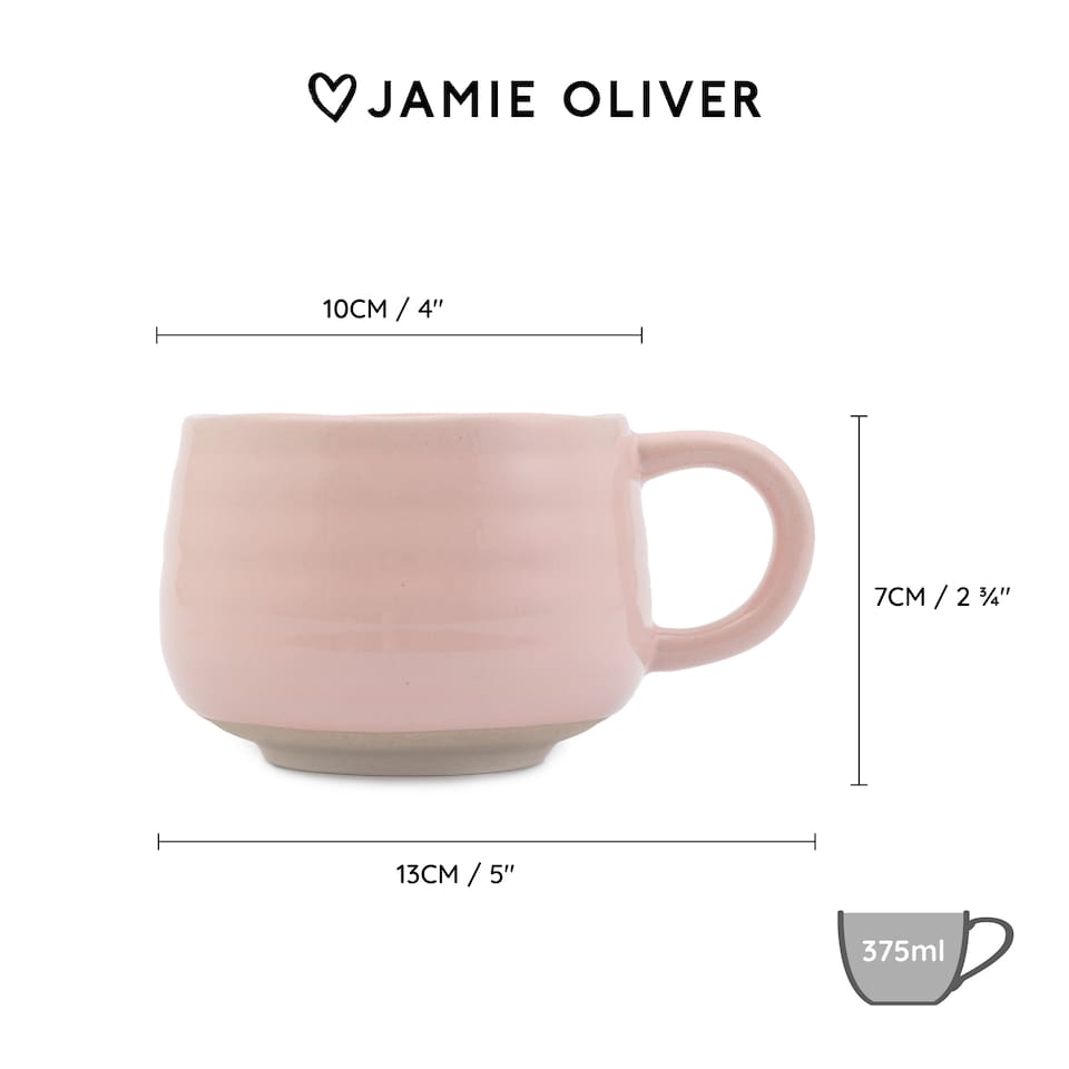 image 1 of Jamie Oliver Big Love Pink Stoneware Mugs, Set of 2, 375ml | Pink | Pink