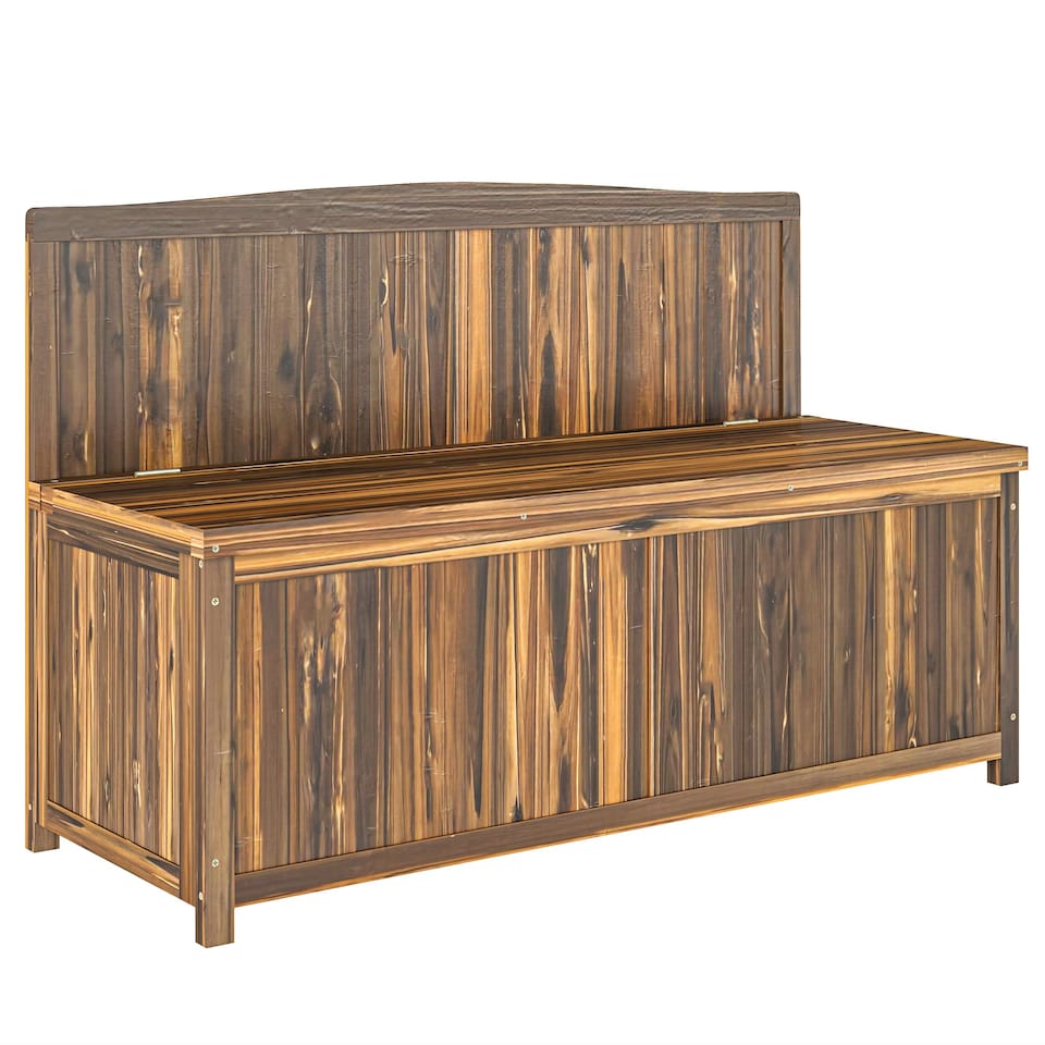 image 1 of Outsunny Wood Storage Bench for Patio, Outdoor Garden Seating, Brown Grey