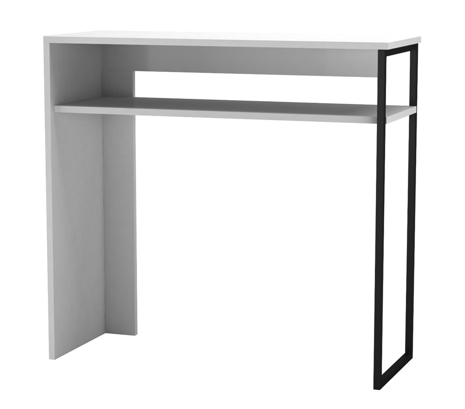 image 1 of URBNLIVING 80cm Wooden And Steel Console Table With Storage Shelf | Black | White | 80cm | 1