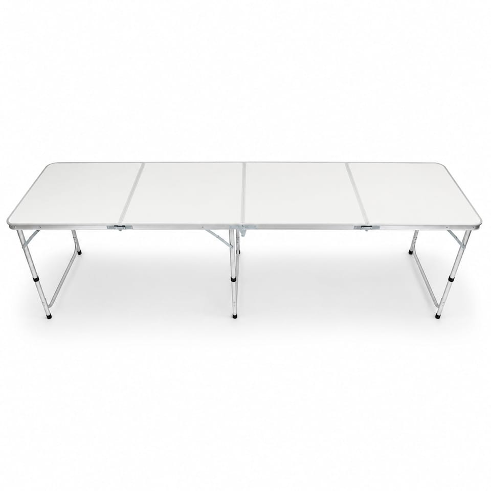 image 1 of 8ft Folding Outdoor Camping Kitchen Extending Work Top Table | White