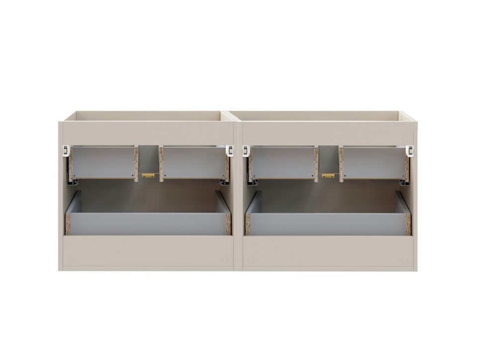 image 1 of Double Vanity Unit 1200mm Bathroom Wall Cabinet Countertop Floating 4 Drawer Cashmere Beige Storage with Worktop Dalia