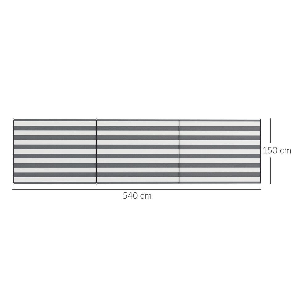 image 1 of Outsunny Camping Windbreak Portable Wind Blocker Privacy Wall | Grey | Grey and White