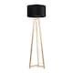 image 1 of ValueLights Lottie Natural Wood Tripod Floor Lamp Black Velvet Shade | Black