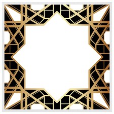 Art deco star border (Picture Frame) White | L