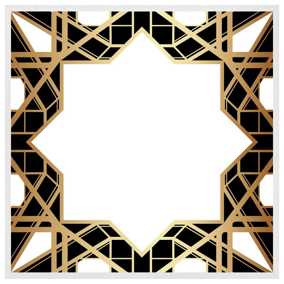 image 1 of Art deco star border (Picture Frame) White | L