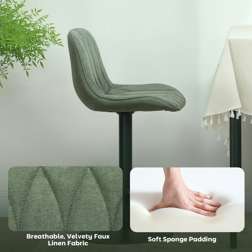 image 1 of HOMCOM Bar Stools Set of 2, Modern Armless Bar Chairs Green