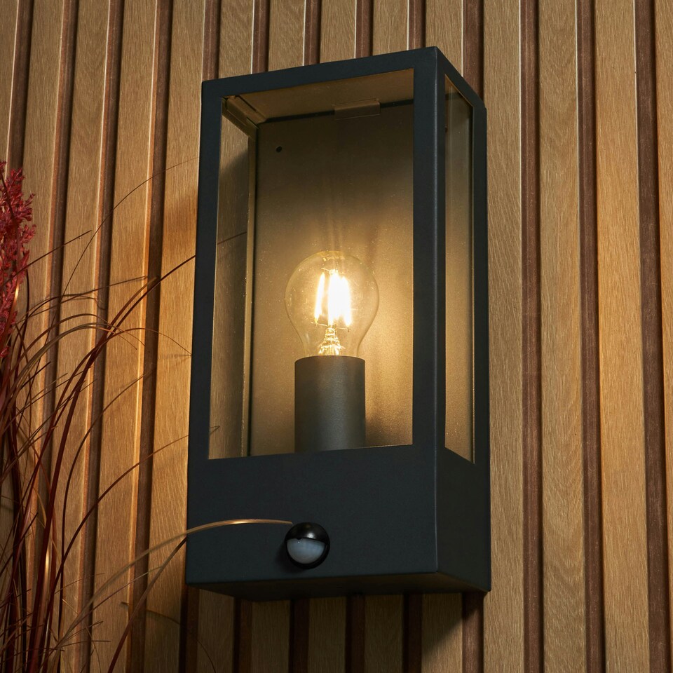 image 1 of BHS Wallace Outdoor Wall Light with Sensor, Dark Grey