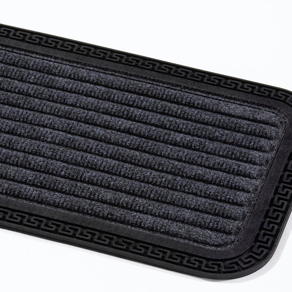 image 1 of Millbrook Stripe Embossed Backed Polypropylene 25x60cm Grey Doormat