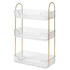 ilus Makeup Organiser Modern Minimalist 3-Tier Cosmetic Storage Rack Beauty | White | White