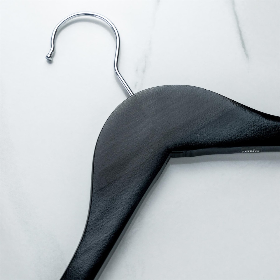 image 1 of Harbour Housewares Wooden Coat Hangers - Black - Pack of 10